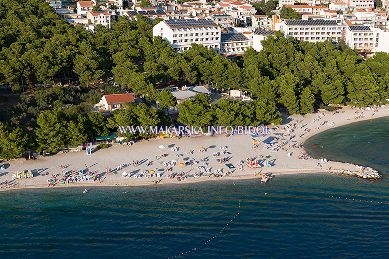 Aerial view of Makarska beach
