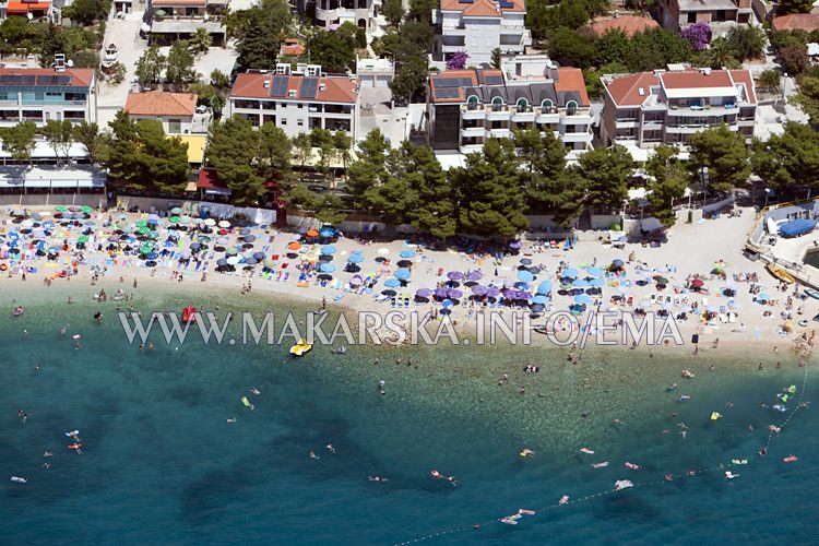 aerial panorama of Makarska beach