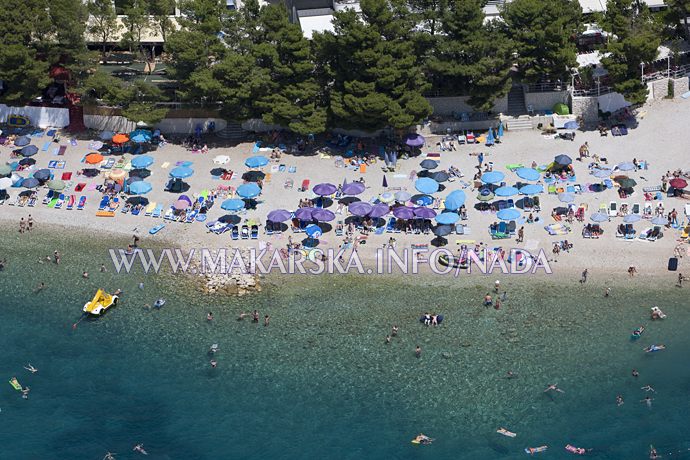 Beach in Makarska taken from air
