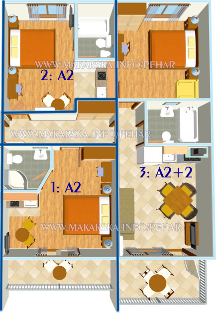 apartments Lidija Pehar, Makarska, plan of whole floor