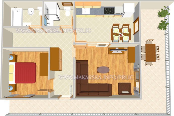 apartments Prli, Makarska - apartment's plan