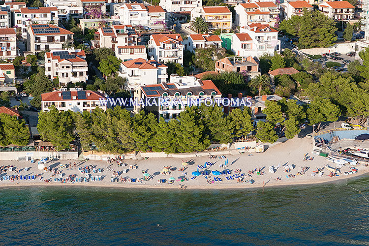 beach in Makarska, aerial view at summer time